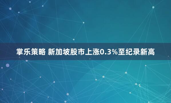 掌乐策略 新加坡股市上涨0.3%至纪录新高
