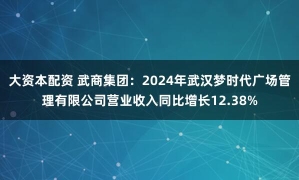 大资本配资 武商集团：2024年武汉梦时代广场管理有限公司营业收入同比增长12.38%