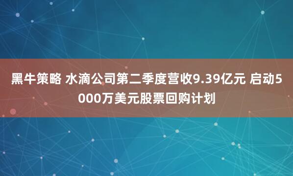 黑牛策略 水滴公司第二季度营收9.39亿元 启动5000万美元股票回购计划